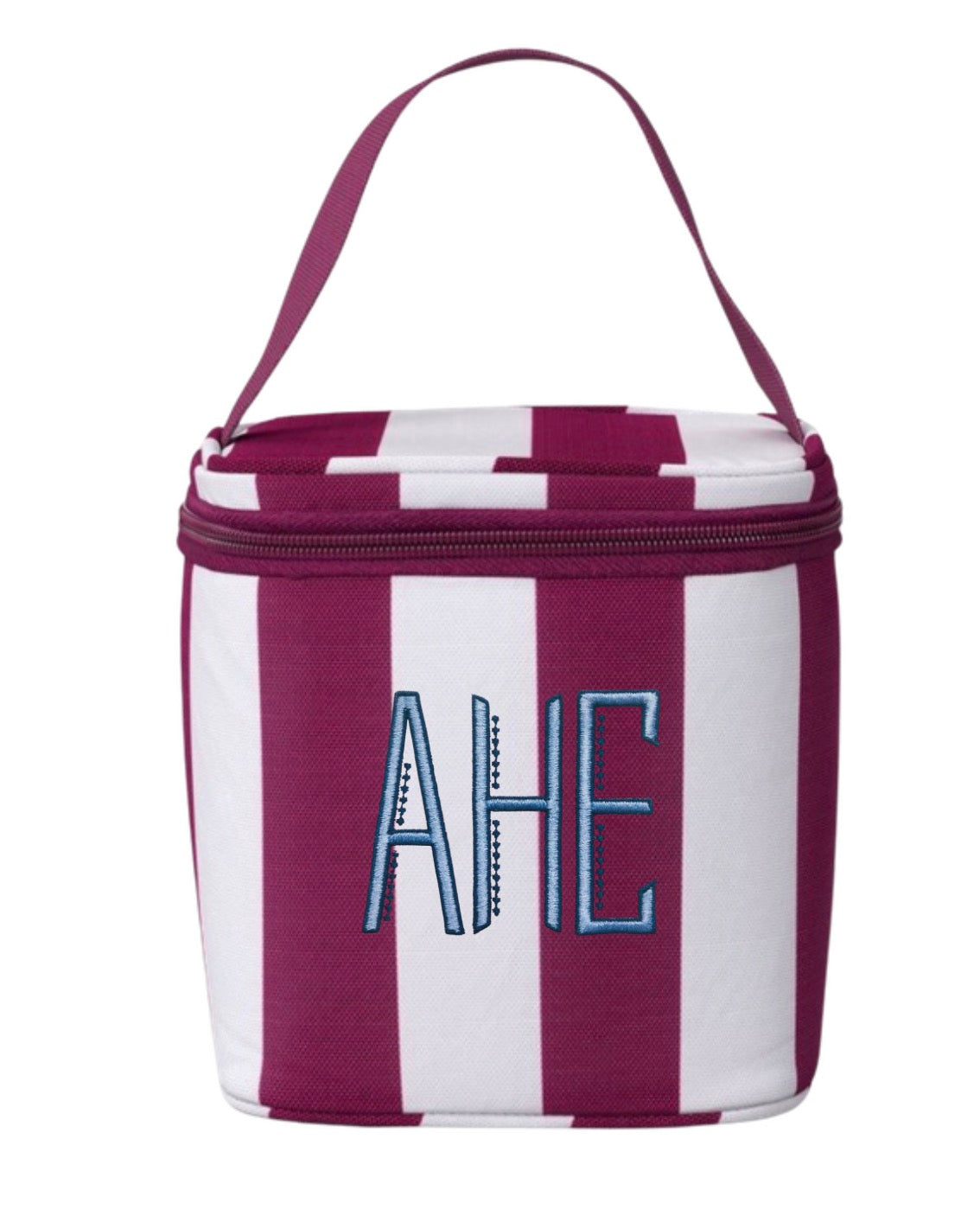 Dark Pink Stripe Cube Lunch Box